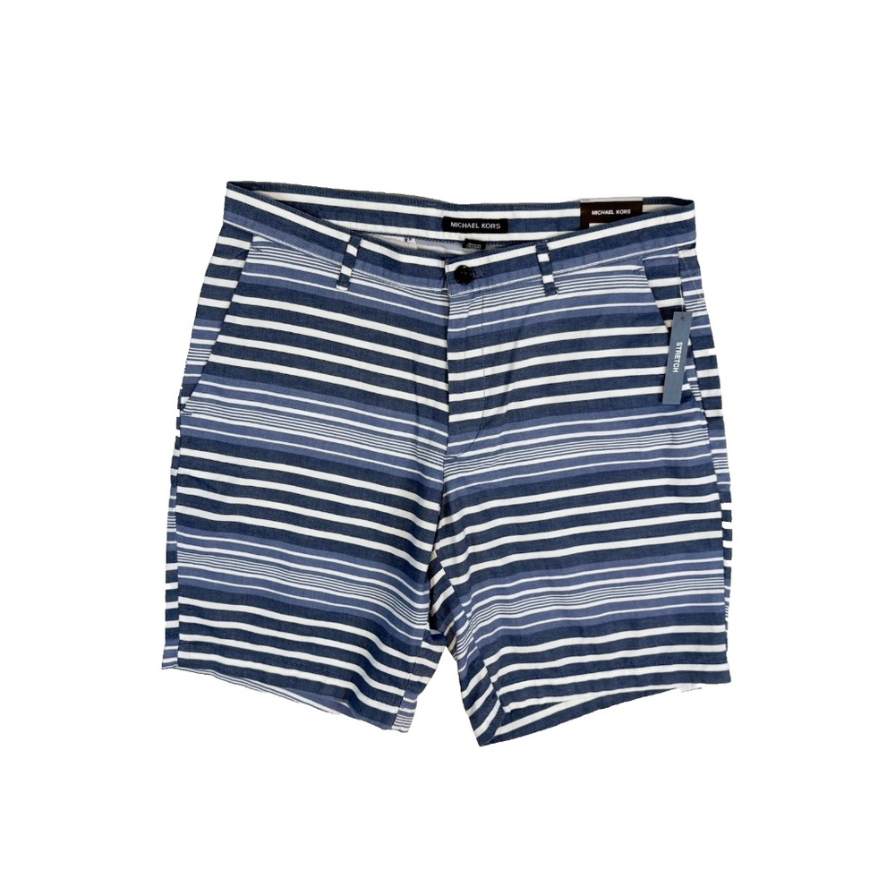 Michael Kors Men’s Size 32 Striped 100% Cotton Shorts Blue White NWT $74.50